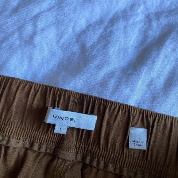 Vince Women’s Belted Linen Pants in Pecan Size L Relaxed Fit Casual Lightweight - Picture 7 of 10